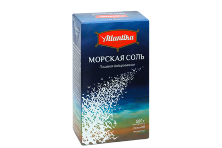 Соль морская «Atlantika» мелкая, йодированная, 500 г
