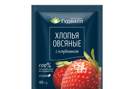 Хлопья овсяные «Гудвилл» с клубникой, 40 г