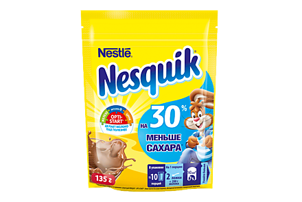 Какао «Nesquik» меньше сахара, 135 г
