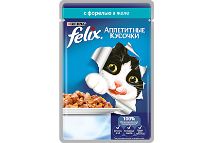 Влажный корм для кошек «Felix» с форелью в желе, 85 г