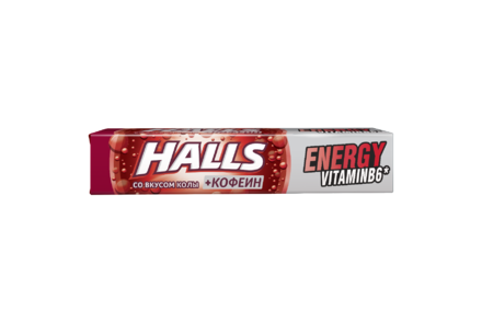 Карамель леденцовая «Halls» Energy со вкусом колы + кофеин, 25 г