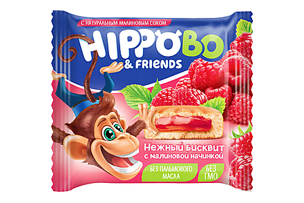 «HIPPO BONDI & FRIENDS», бисквитное пирожное с малиновой начинкой, 32 г