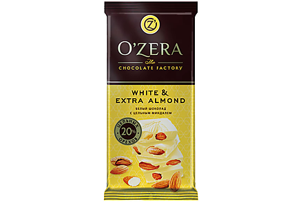 «OЗera», шоколад White and Extra Almond, 90 г