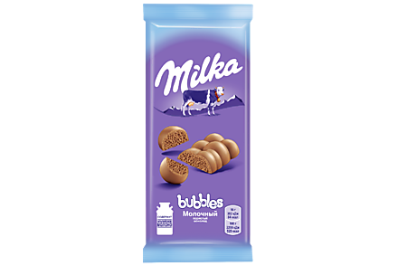Молочный шоколад «Milka Bubbles» Пористый, 76 г