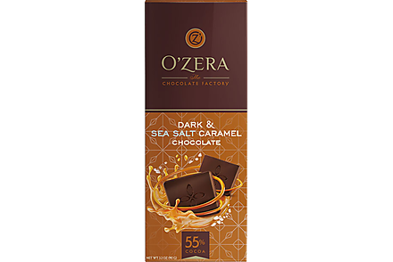 «OЗera», горький шоколад Dark&Sea salt caramel, 90 г