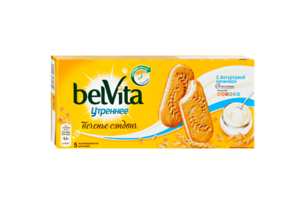 Печенье «Belvita Утреннее» со злаками и йогуртовой начинкой, 253 г