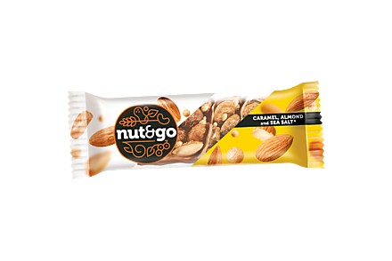 Миндальный батончик «Nut N Go» с карамелью, нугой и орехами, 34 г