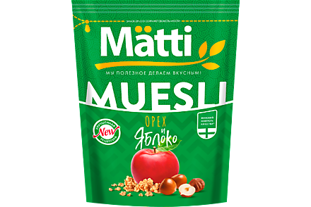 Мюсли «Matti» с орехом и яблоком, 250 г