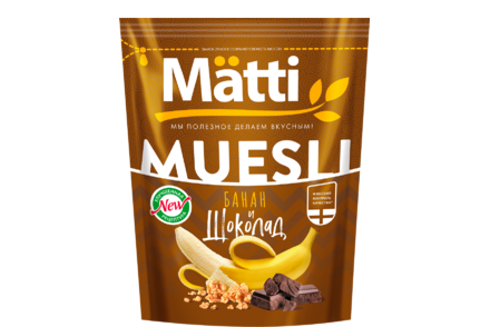 Мюсли «Matti» с бананом и шоколадом, 250 г