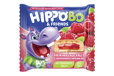 Бисквитное пирожное «HIPPOBO» с малиновой начинкой, 32 г