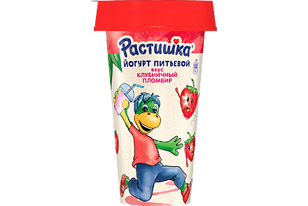 Йогурт питьевой 2.8% «Растишка» Клубничный пломбир, 190 г