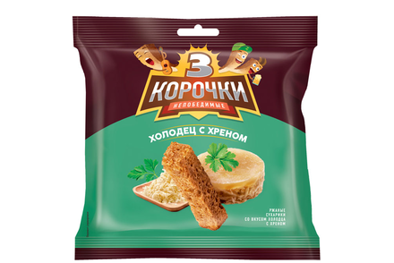 «3 Корочки», сухарики со вкусом холодца с хреном, 100 г