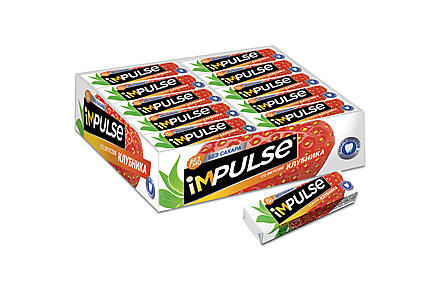 «Impulse», жевательная резинка со вкусом «Клубника», без сахара, 14 г