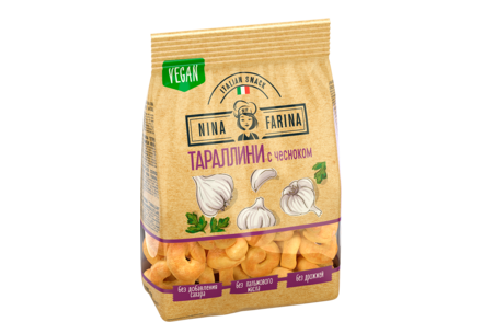 Тараллини «Nina Farina» с чесноком, 180 г
