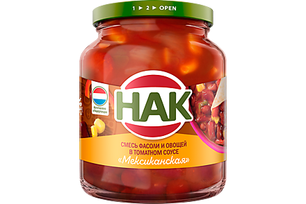 Смесь фасоли и овощей «HAK» Мексиканская в томатном соусе, 370 мл