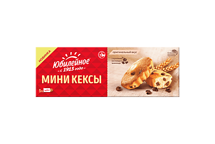 Мини-кексы «Юбилейное» с кусочками молочного шоколада, 140 г