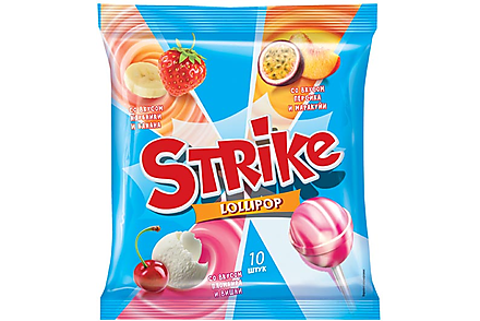 «Strike», карамель на палочке с молочным вкусом, 113 г