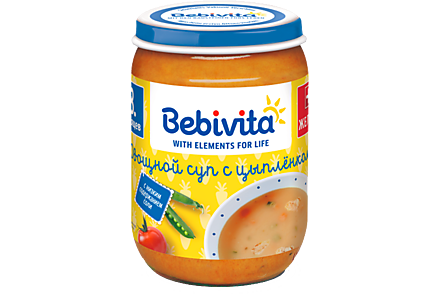 Суп овощной «Bebivita» с цыпленком, 190 г