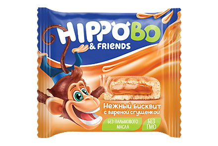 Бисквитное пирожное «HIPPOBO» с вареной сгущенкой, 32 г