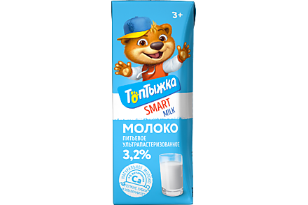Молоко 3.2% «Топтыжка» ультрапастеризованное, 200 мл