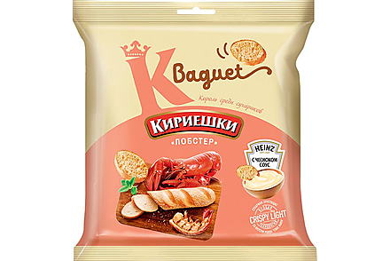 «Кириешки Baguet», сухарики со вкусом  лобстера и с чесночным соусом «Heinz», 70 г