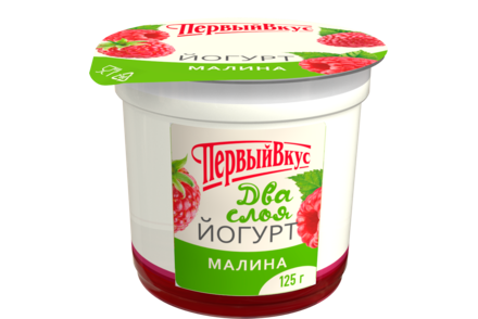 Йогурт двухслойный 6% «Первый вкус» Малина, 125 г