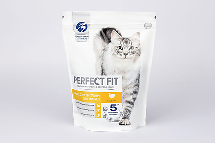 Сухой корм «Perfect Fit» для кошек с чувствительным пищеварением, индейка, 650 г