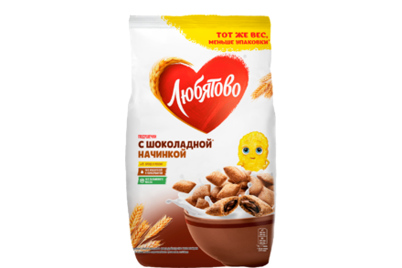 Готовый завтрак «Любятово» подушечки с шоколадной начинкой, 220 г
