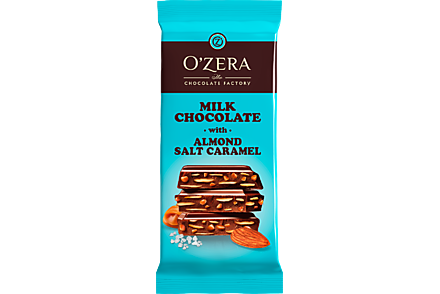 Шоколад молочный «OZera» Milk chocolate with Almonds salt caramel, 90 г
