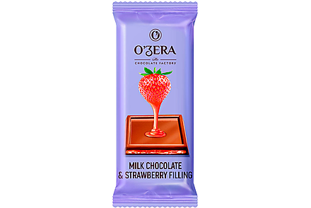 «OZera», молочный шоколад с желейной клубничной начинкой Milk & Strawberry filling, 24 г