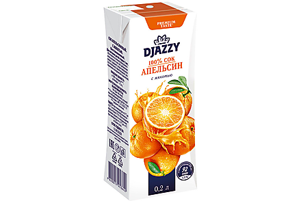 «Djazzy», сок апельсиновый, с мякотью, 0.2л