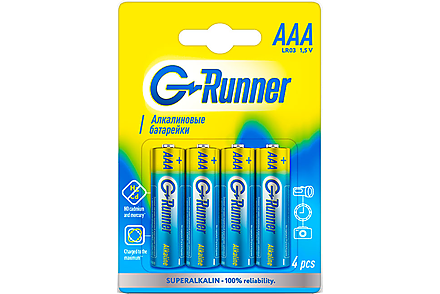 Батарейки алкалиновые «G-runner» AAА/LR03, 1,5 V, в блистере 4 батарейки