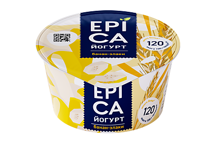 Йогурт 4.9% «Epica» Банан и злаки, 190 г