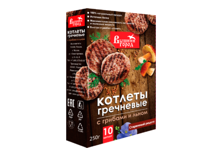 Котлеты гречневые «Вышний город» с грибами и льном, 250 г