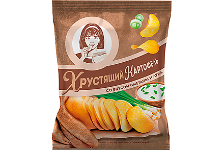 «Хрустящий картофель», чипсы со вкусом сметаны и лука,произведены из свежего картофеля, 160 г