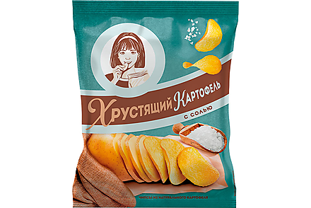 «Хрустящий картофель», чипсы с солью, произведены из свежего картофеля, 40 г