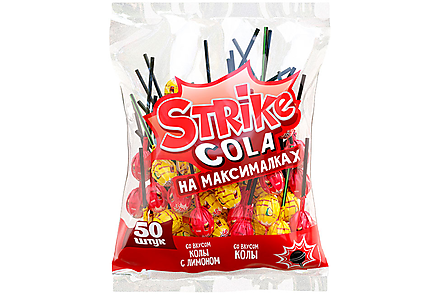 «Strike», карамель на палочке «Cola на максималках», 565 г