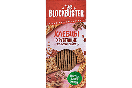 Хлебцы хрустящие «Blockbuster» Классические с кунжутом, льном и тмином, 130 г