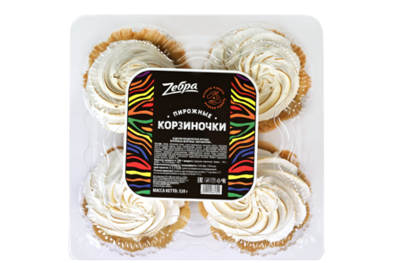 Пирожные Корзиночки с белковым кремом, 320 г