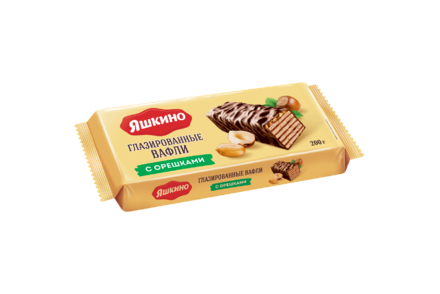 Вафли «Яшкино» глазированные, с орешками, 200 г