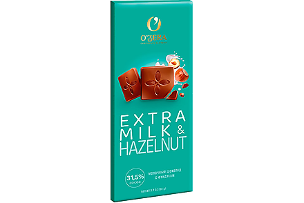 «O'Zera», шоколад молочный Extra milk & Hazelnut, 90 г