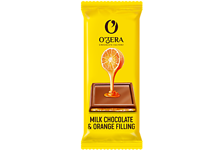 Тонкий шоколад «O'Zera» Milk & Orange filling, 24 г