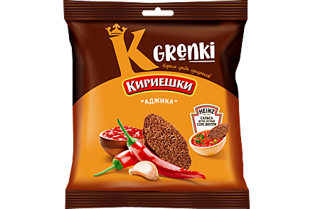Гренки «Кириешки» со вкусом аджики и жгуче-острым соусом Heinz, 70 г