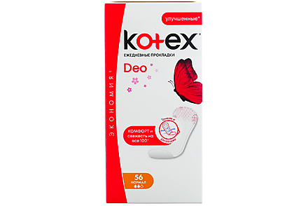 Прокладки ежедневные «Kotex» Deo Normal, 56 шт.