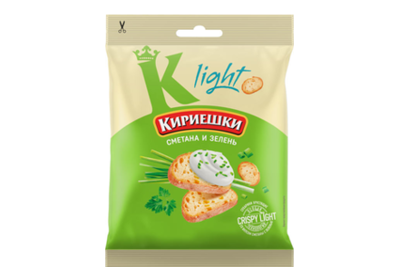 «Кириешки Light», сухарики со вкусом сметаны и зелени, 33 г