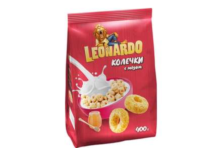«Leonardo», готовый завтрак «Колечки с мёдом», 400 г