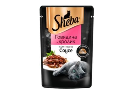 Влажный корм для кошек «Sheba» ломтики в соусе с говядиной и кроликом, 75 г