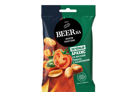 «Beerka», арахис печёный со вкусом томата с базиликом, 90 г