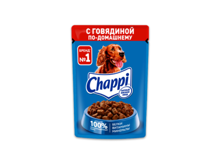 Корм для собак влажный «Chappi» «Сытный мясной обед» Говядина по-домашнему, 85 г