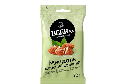 «Beerka», миндаль жареные соленые, 90 г